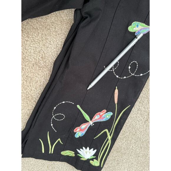 Quaker Factory Women's Jacket Size XS Black Cotton Embroidered Dragonflies NWT - Picture 10 of 16